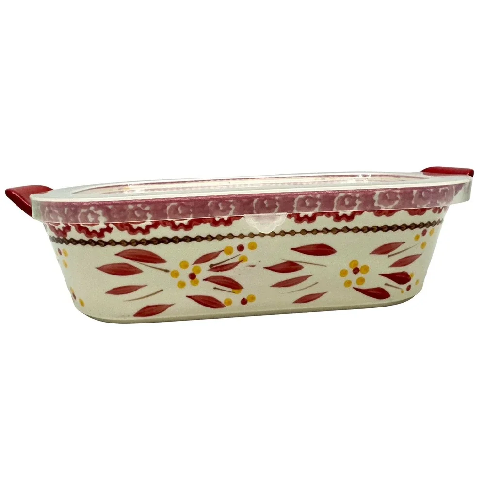 Temptations Old World Loaf Pan 1 Quart With Lid & 10oz.‎ Ramekin Dish